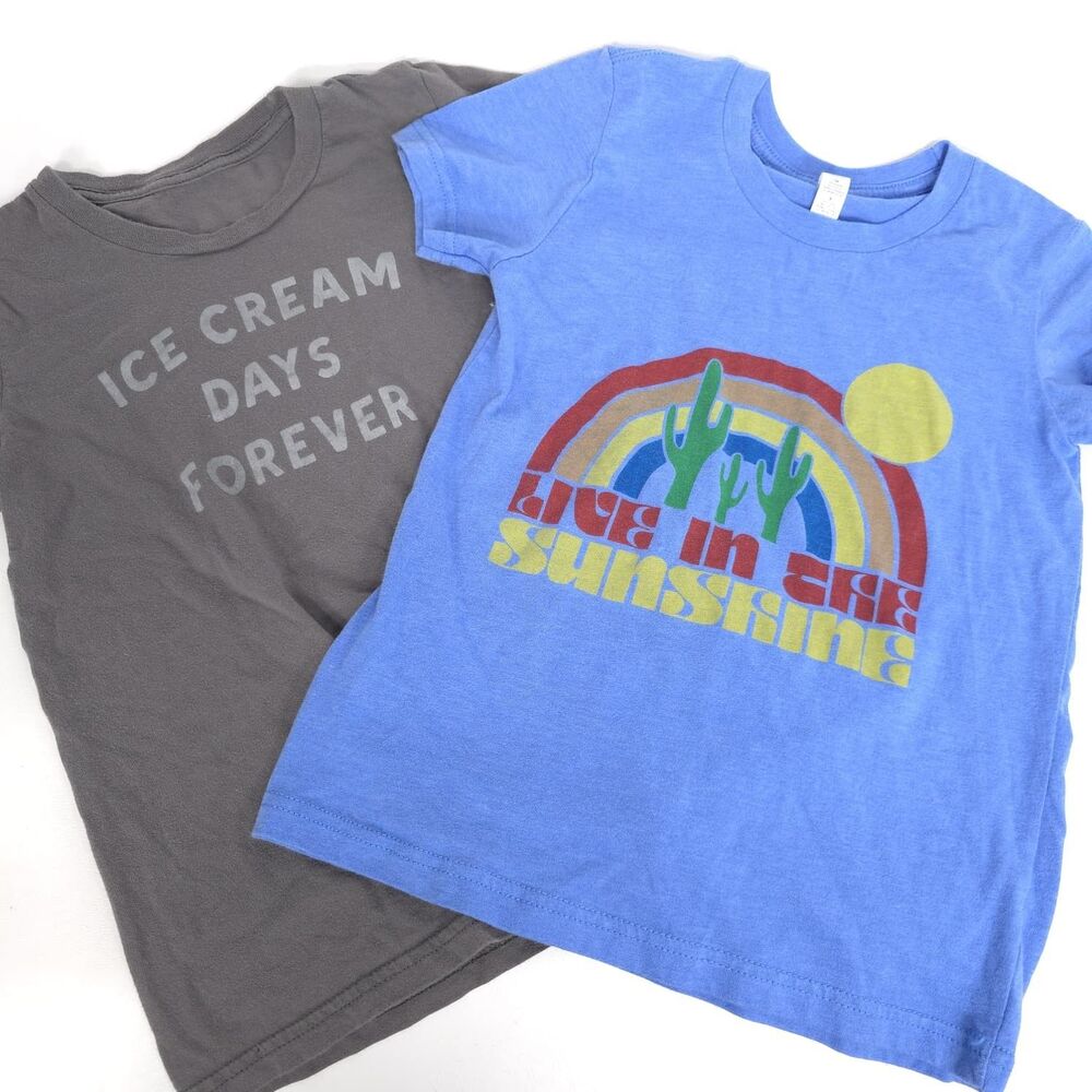 UNBRANDED Kids Boys 2Pc Graphic T-Shirt Blue 6-8 Sunshine T-Shirt Gray Ice Cream